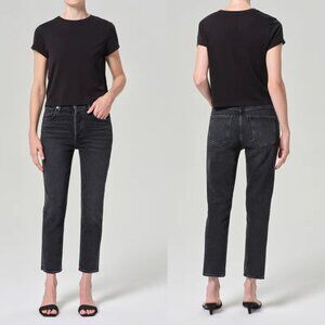 Agolde Riley High Rise Straight Crop Jeans In Panoramic Size 31